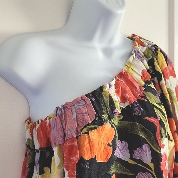 NWT Anthropologie x Yukiko Noritake floral one sleeve mini shift dress small - Picture 5 of 10